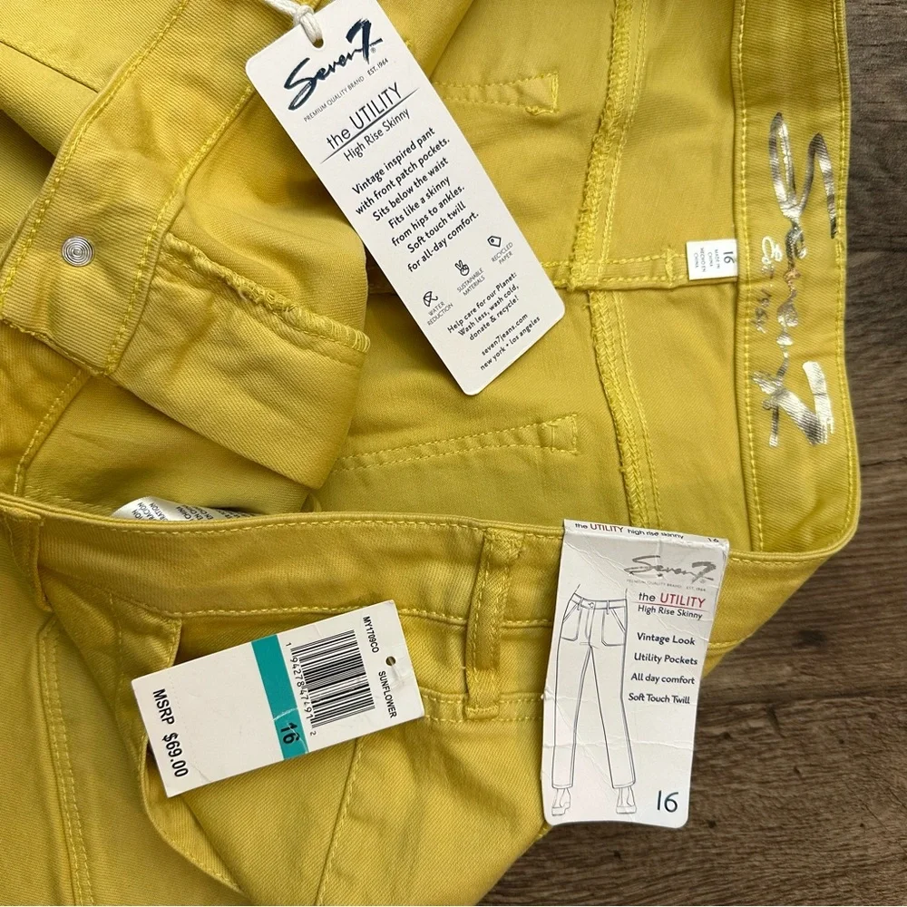 Seven7 Utility High Rise Ankle Skinny Pants Womens Size 16 Yellow